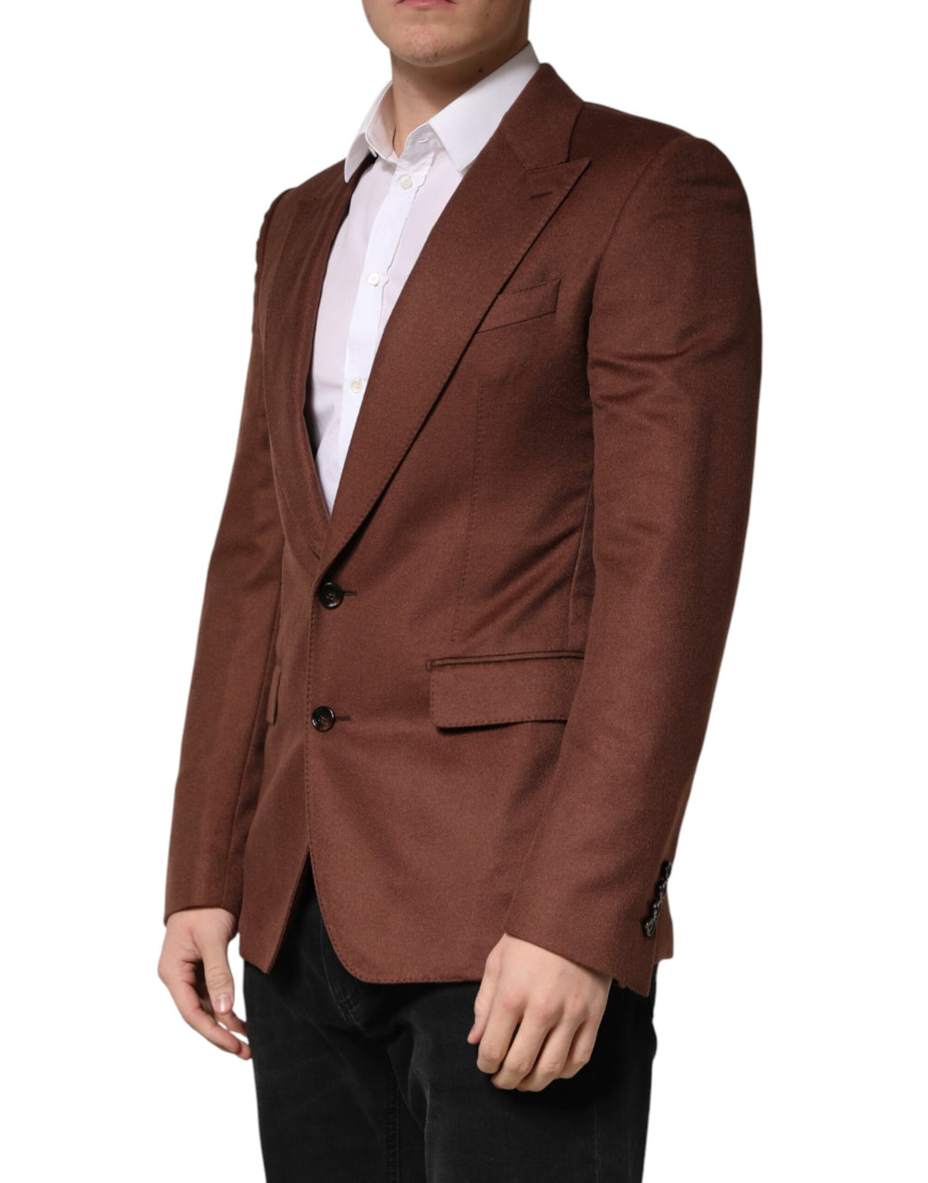 Dolce & Gabbana Brown Single-Breasted Cashmere Blazer