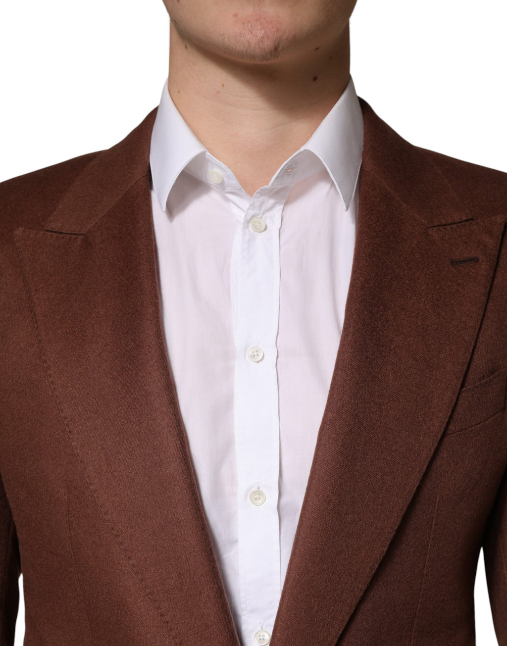 Dolce & Gabbana Brown Single-Breasted Cashmere Blazer