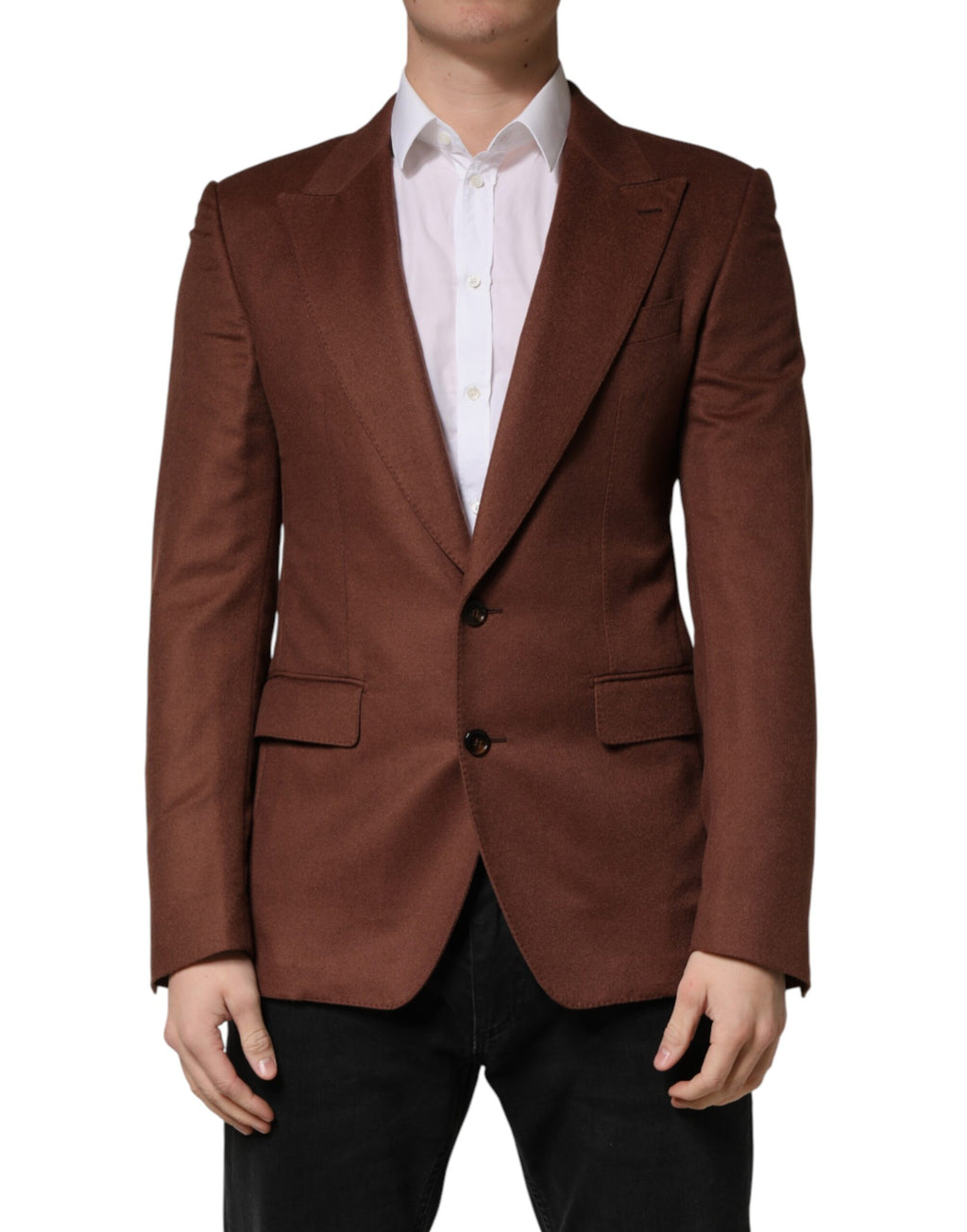 Dolce & Gabbana Brown Single-Breasted Cashmere Blazer