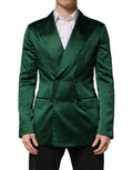 Dolce & Gabbana Grüner Satin Zweireiher-Blazer
