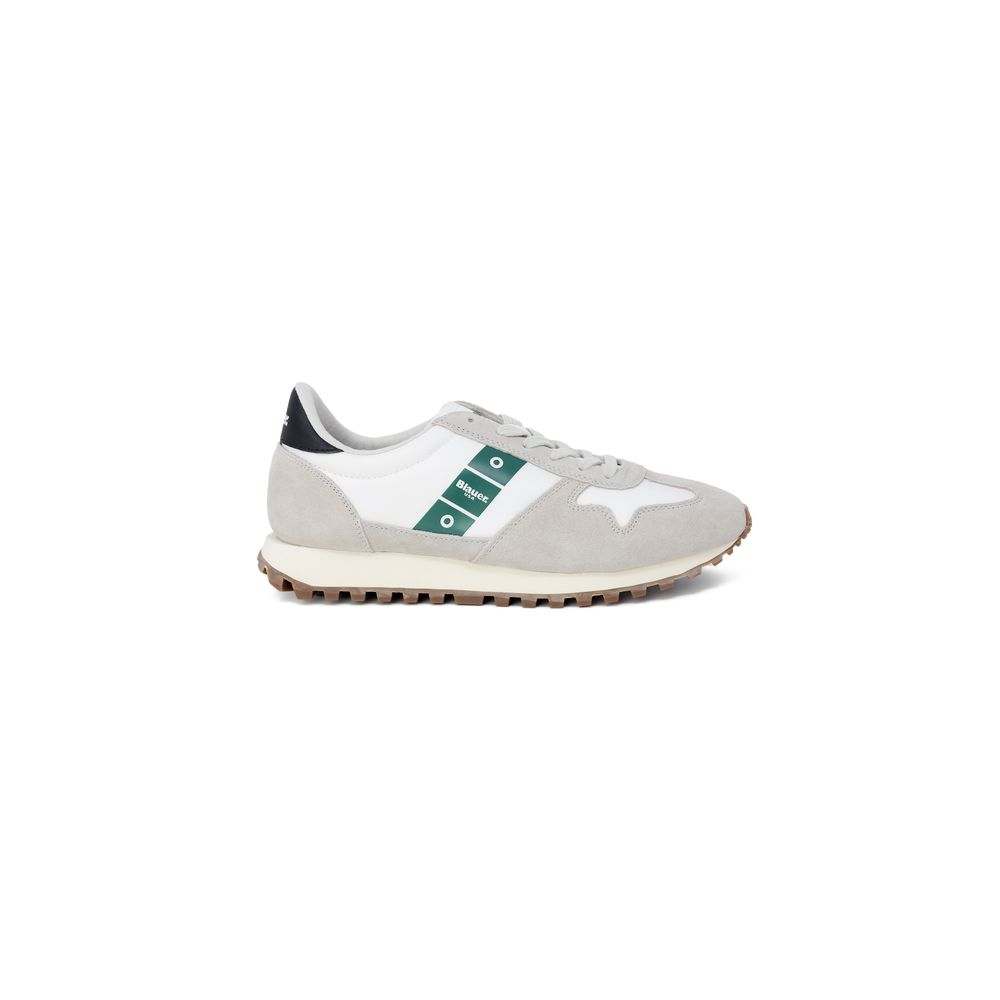 Blauer Graue Leder-Sneaker im Athletic-Look