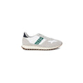 Blauer Graue Leder-Sneaker im Athletic-Look