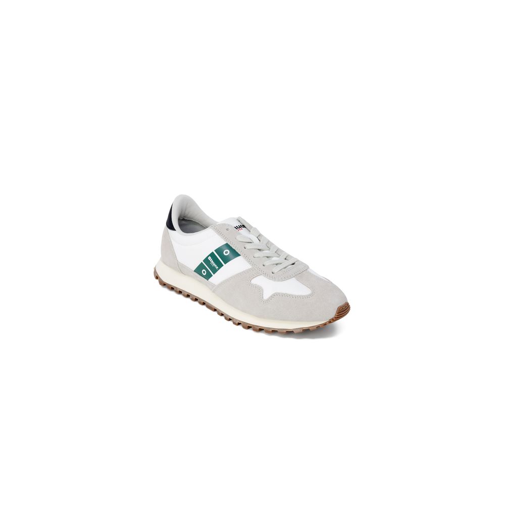 Blauer Graue Leder-Sneaker im Athletic-Look