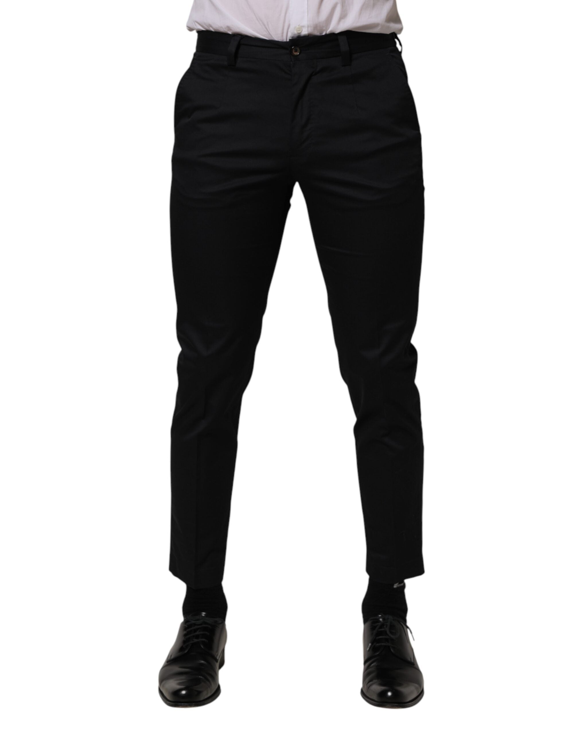 Dolce & Gabbana Dark Blue Cotton Skinny Suit Trousers