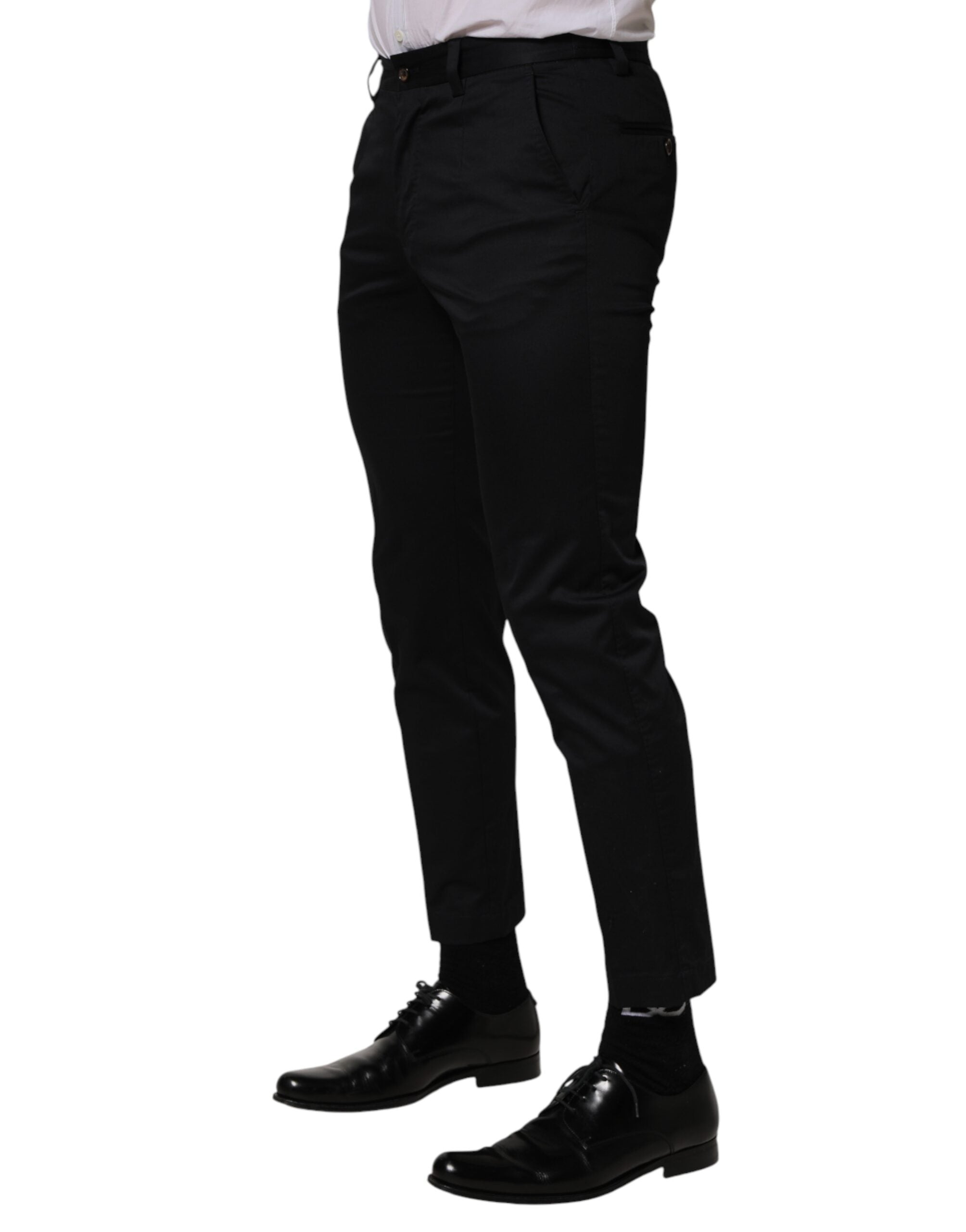 Dolce & Gabbana Dark Blue Cotton Skinny Suit Trousers
