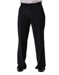 Dolce & Gabbana Men's Black Pinstripe Straight-Leg Suit Trousers