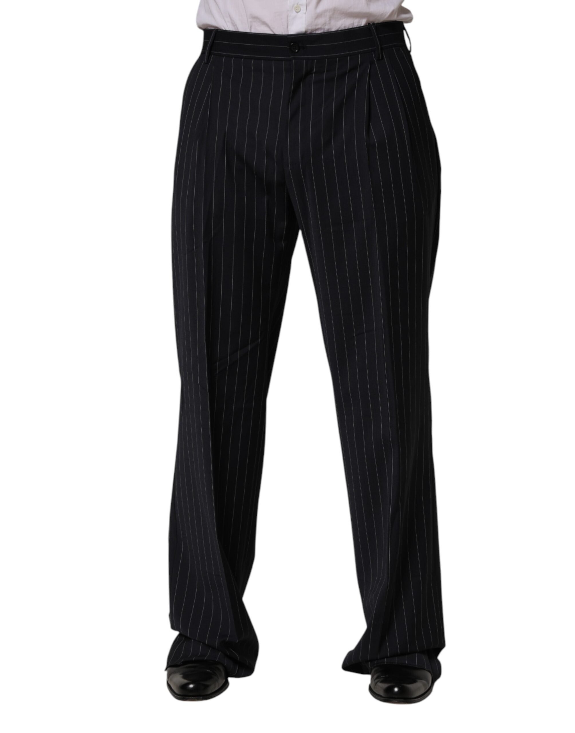 Dolce & Gabbana Men's Black Pinstripe Straight-Leg Suit Trousers