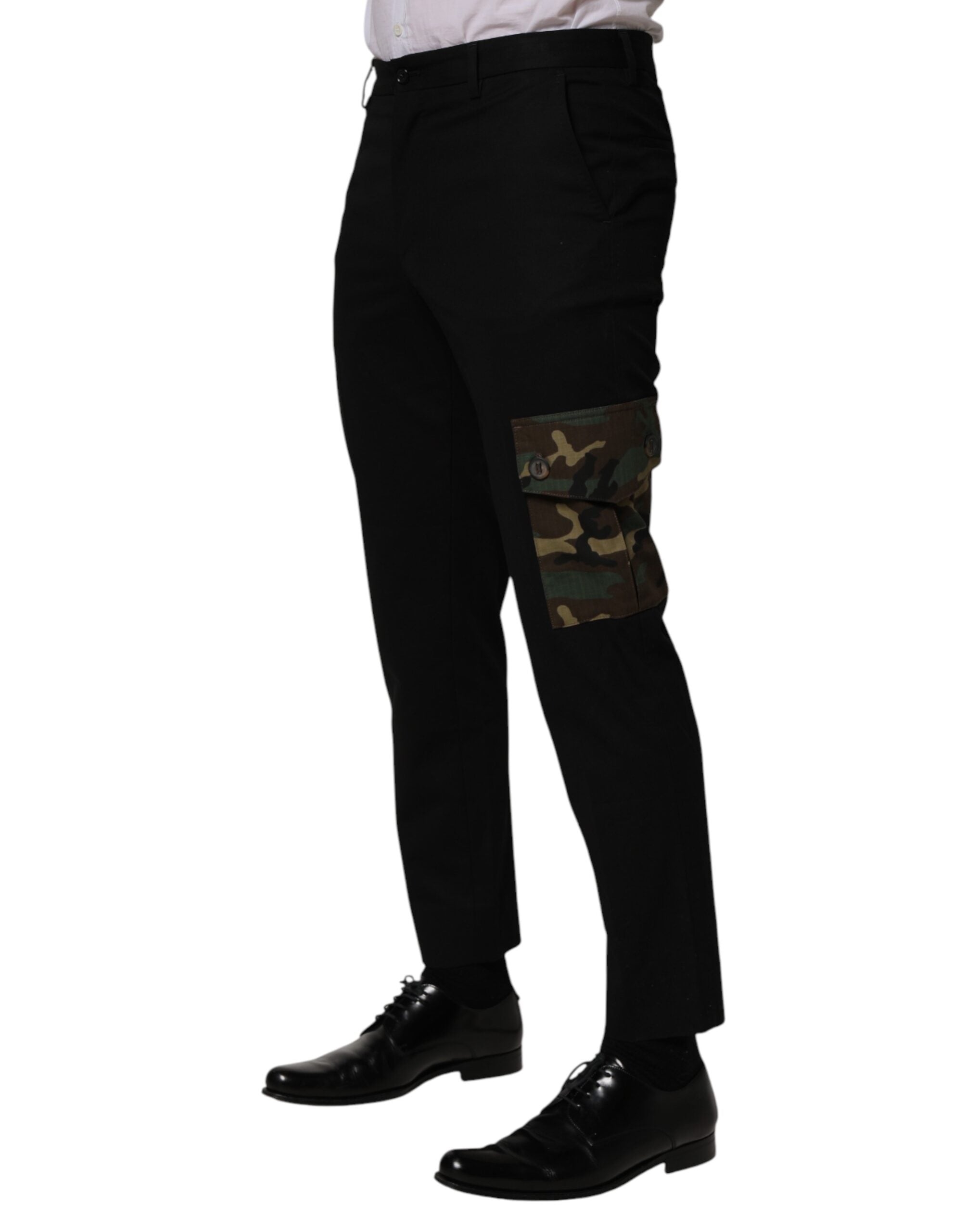 Dolce & Gabbana Black Cotton Cargo-Style Skinny Trousers