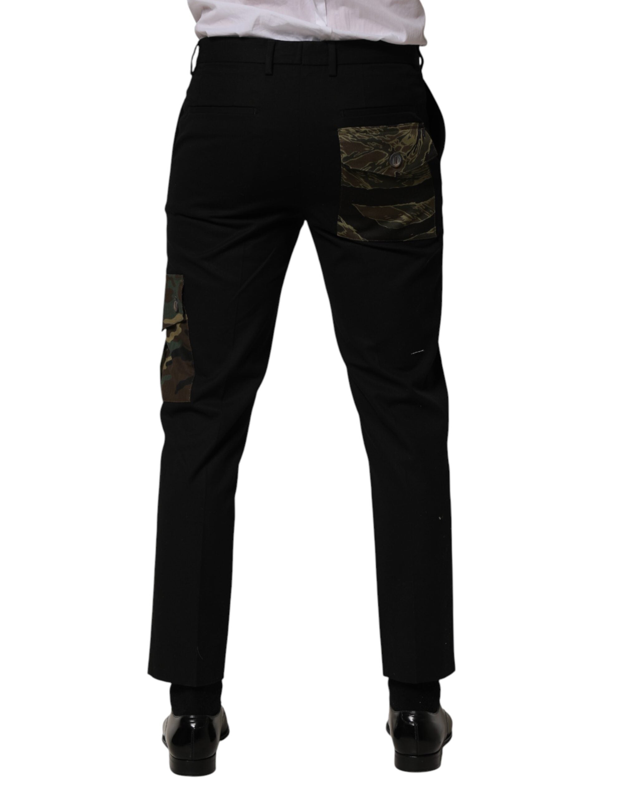Dolce & Gabbana Black Cotton Cargo-Style Skinny Trousers