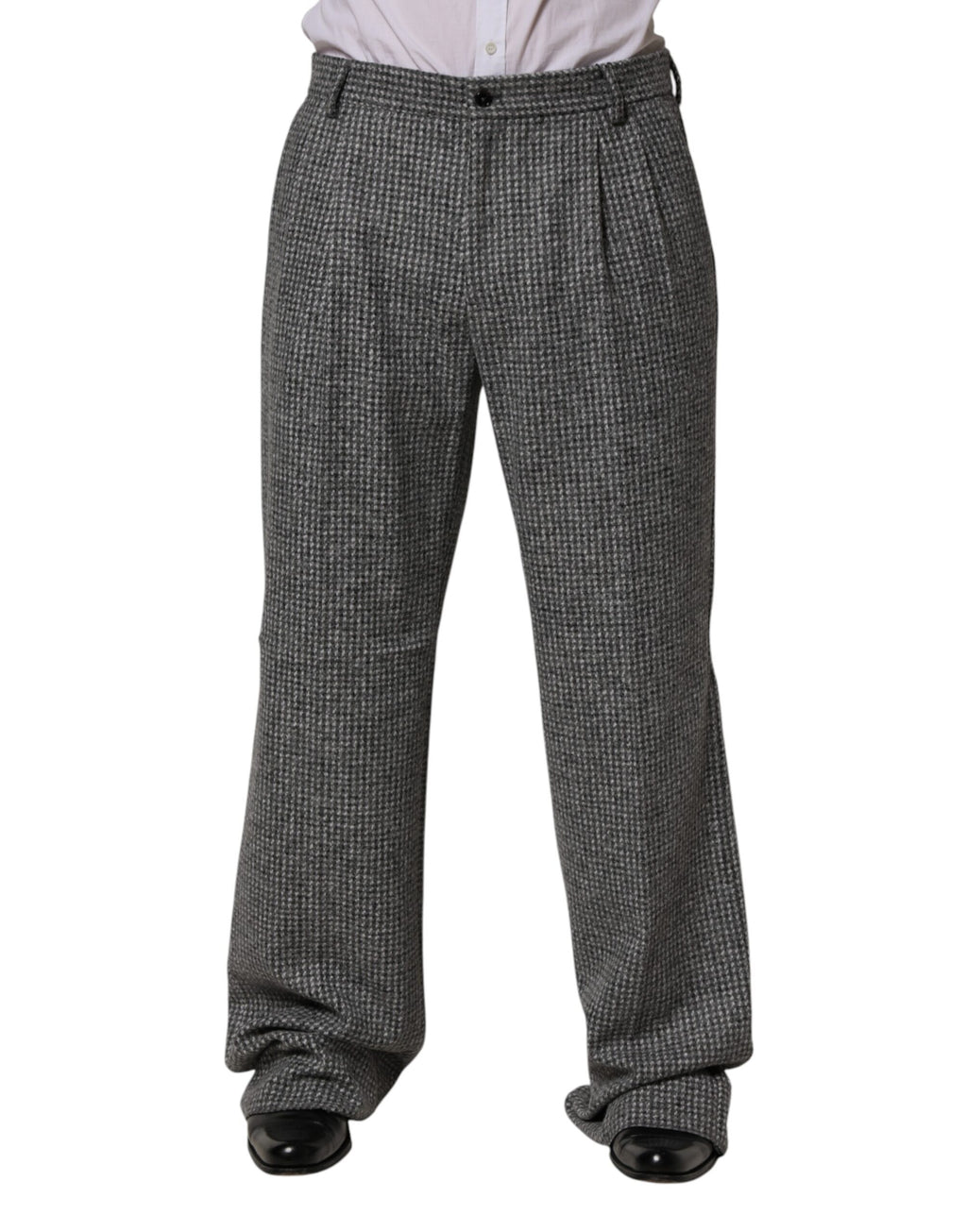 Dolce & Gabbana Grey Houndstooth Straight-Leg Trousers