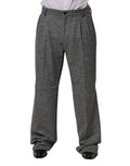 Dolce & Gabbana Grey Houndstooth Straight-Leg Trousers