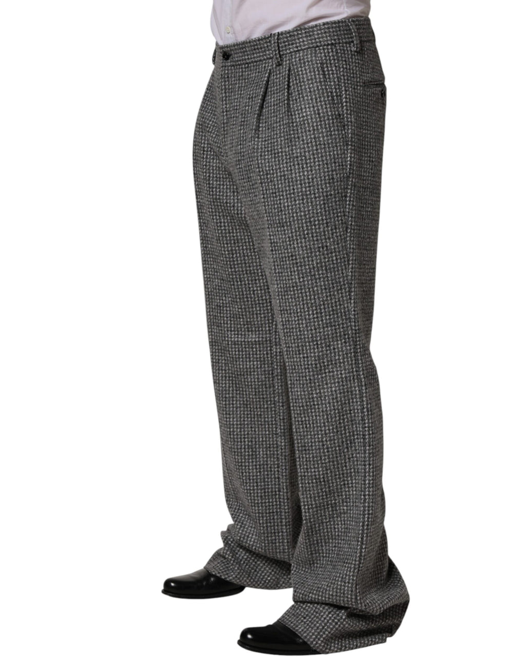 Dolce & Gabbana Grey Houndstooth Straight-Leg Trousers
