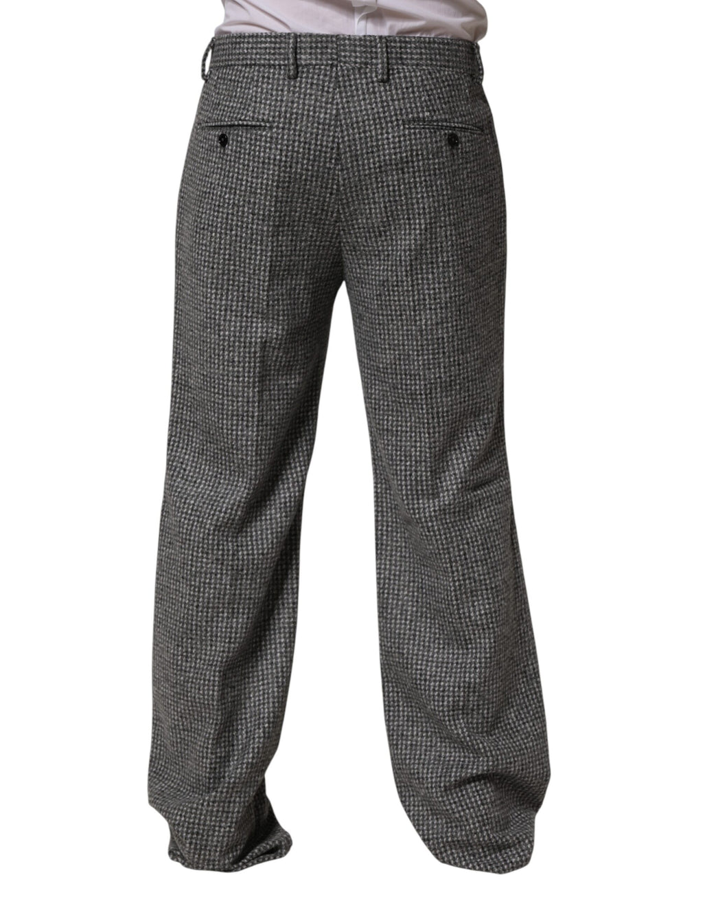 Dolce & Gabbana Grey Houndstooth Straight-Leg Trousers