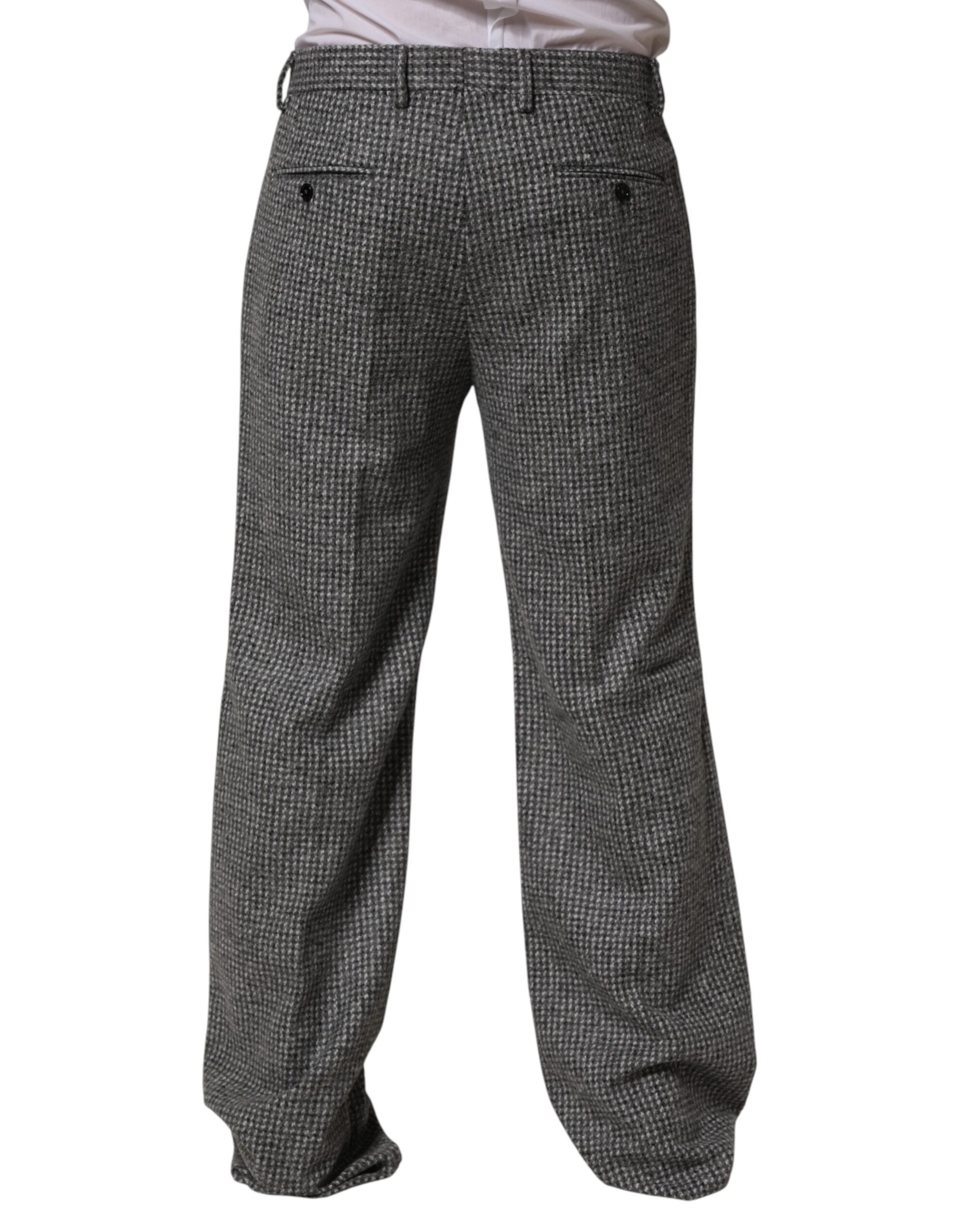 Dolce & Gabbana Grey Houndstooth Straight-Leg Trousers