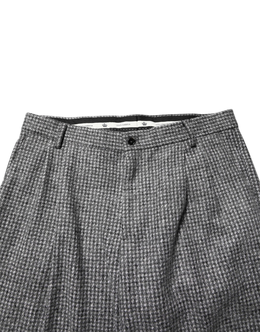 Dolce & Gabbana Grey Houndstooth Straight-Leg Trousers