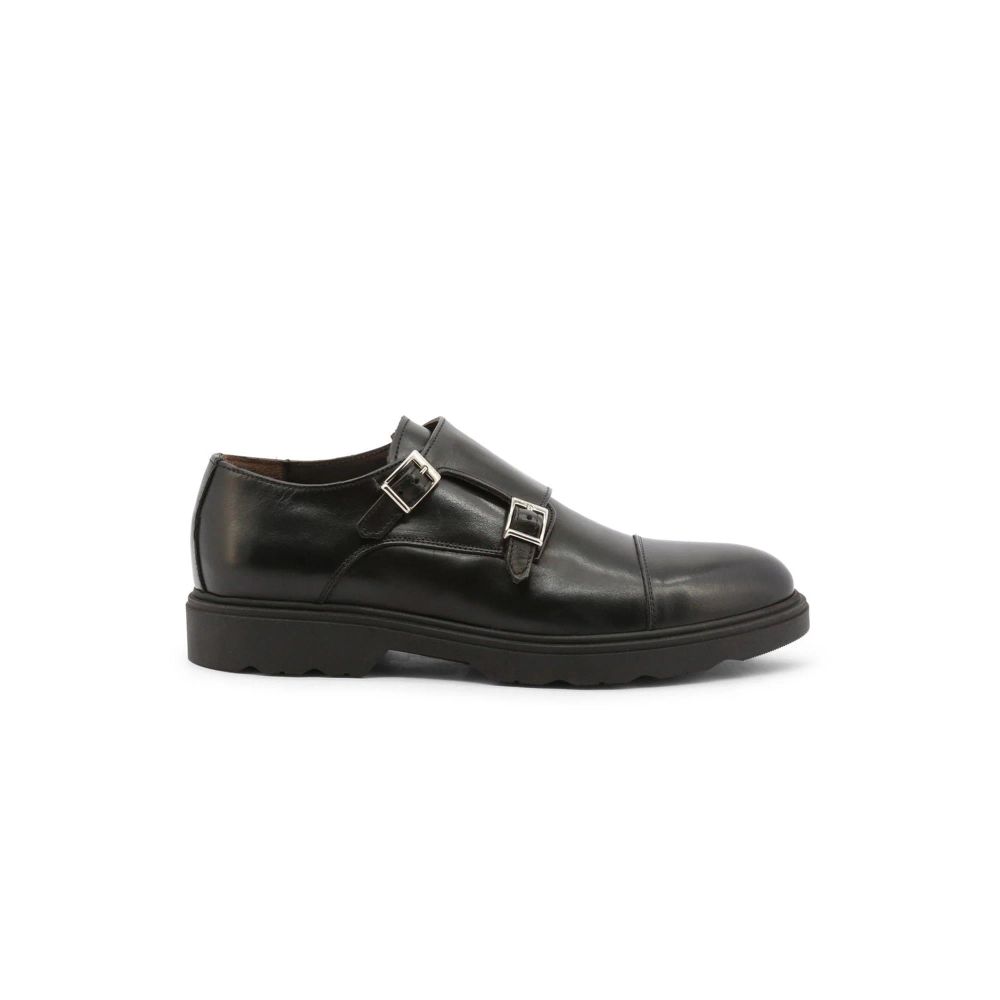 Duca di Morrone Men's Black Leather Slip-On Loafers