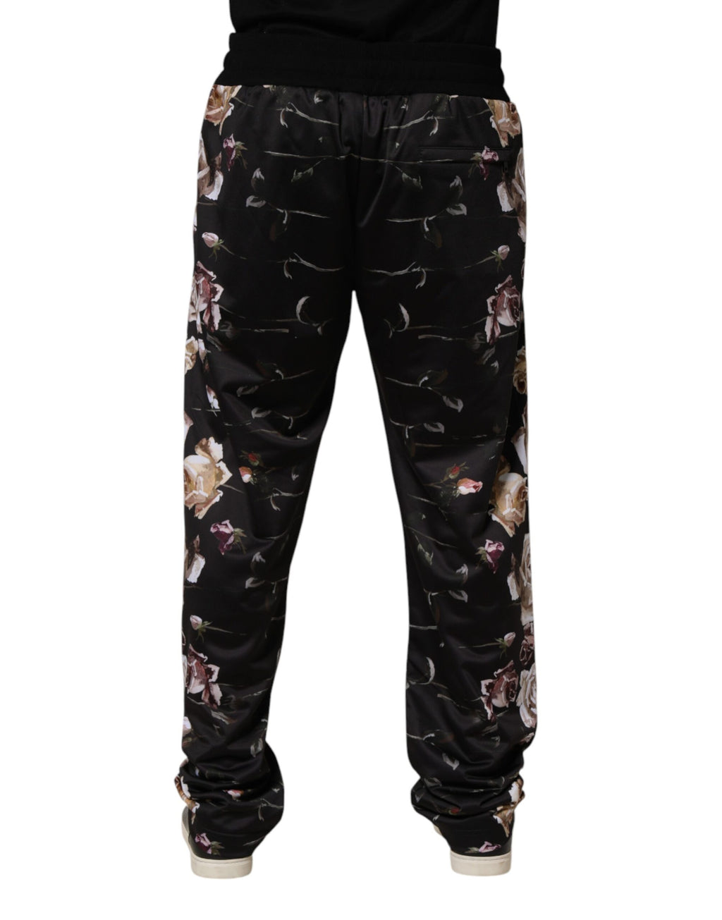 Dolce & Gabbana Schwarze Chinohose mit geradem Bein und Blumenmuster