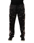 Dolce & Gabbana Schwarze Chinohose mit geradem Bein und Blumenmuster