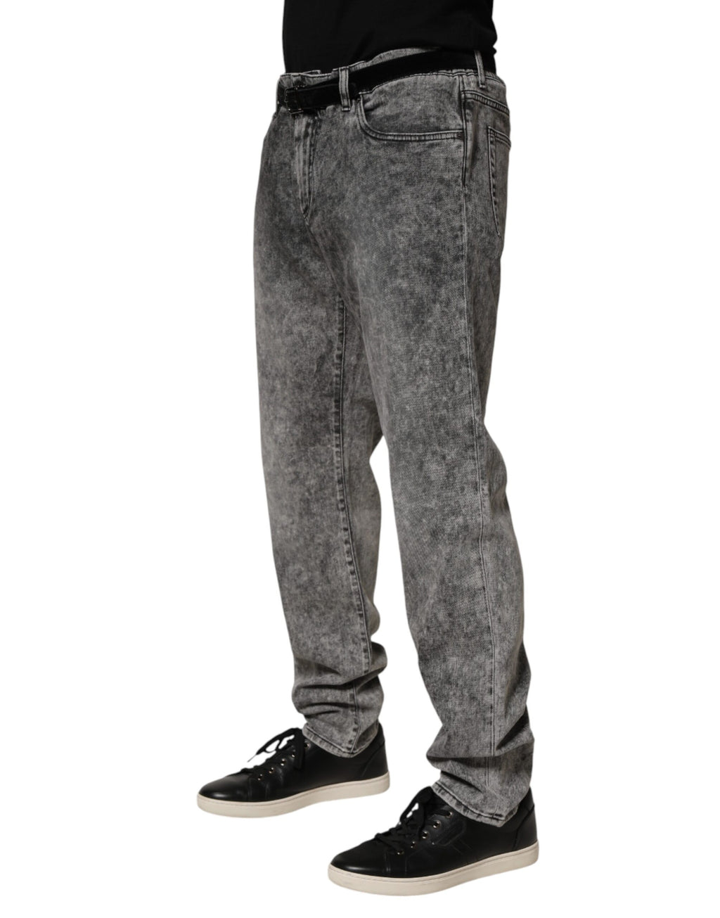 Dolce & Gabbana Graue Baumwoll-Jeans mit geradem Bein