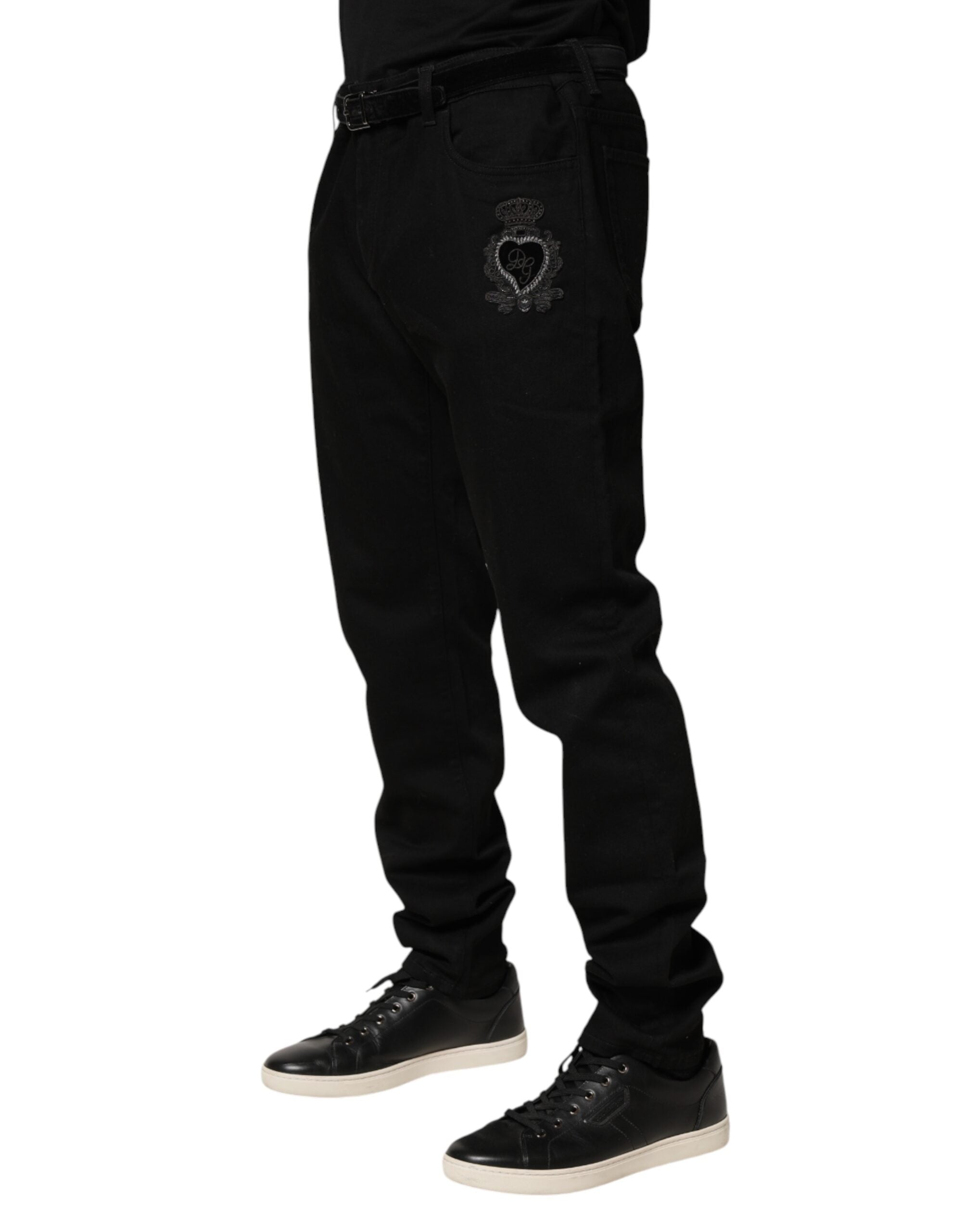 Dolce & Gabbana Men's Black Holy Heart Skinny Jeans