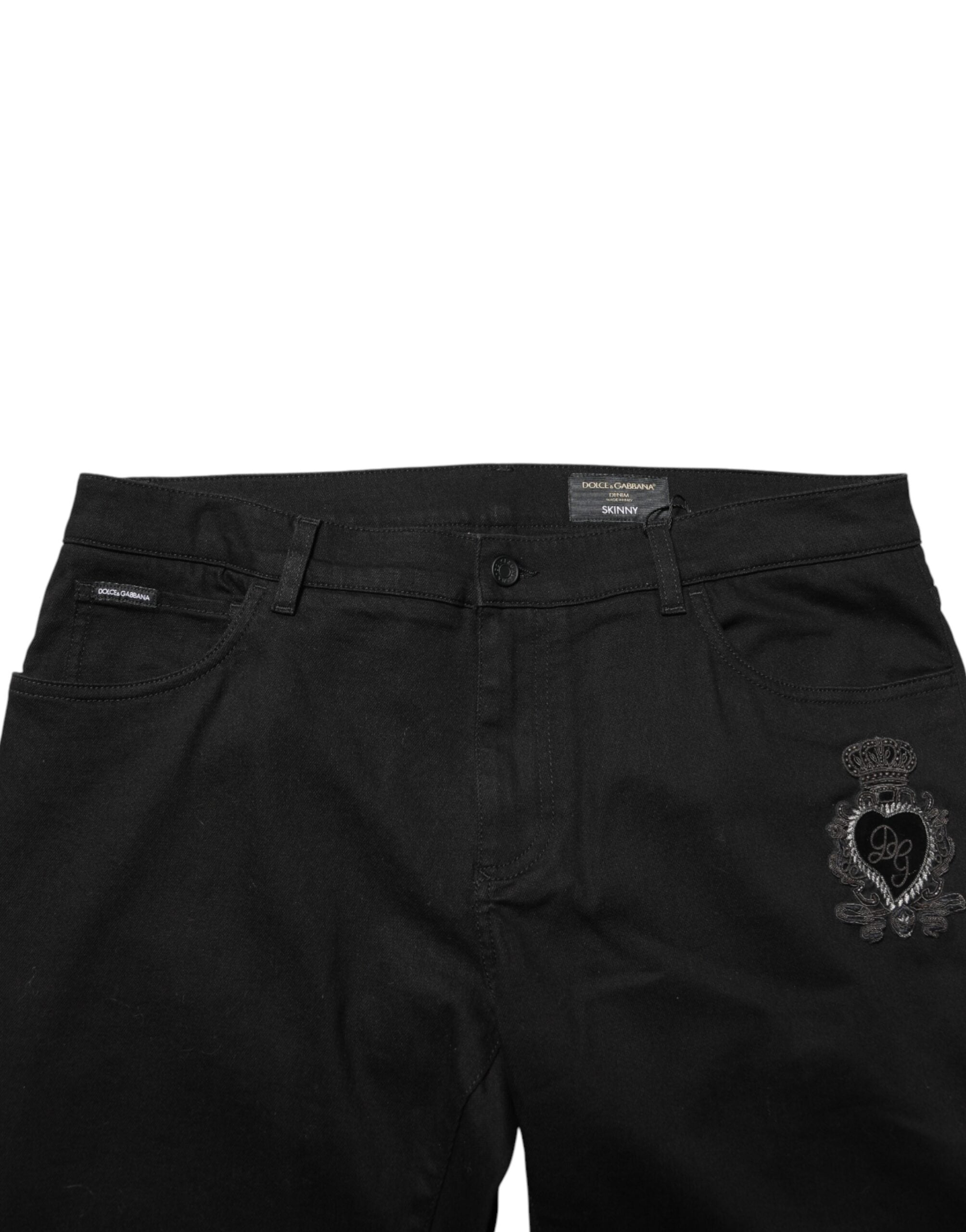 Dolce & Gabbana Men's Black Holy Heart Skinny Jeans