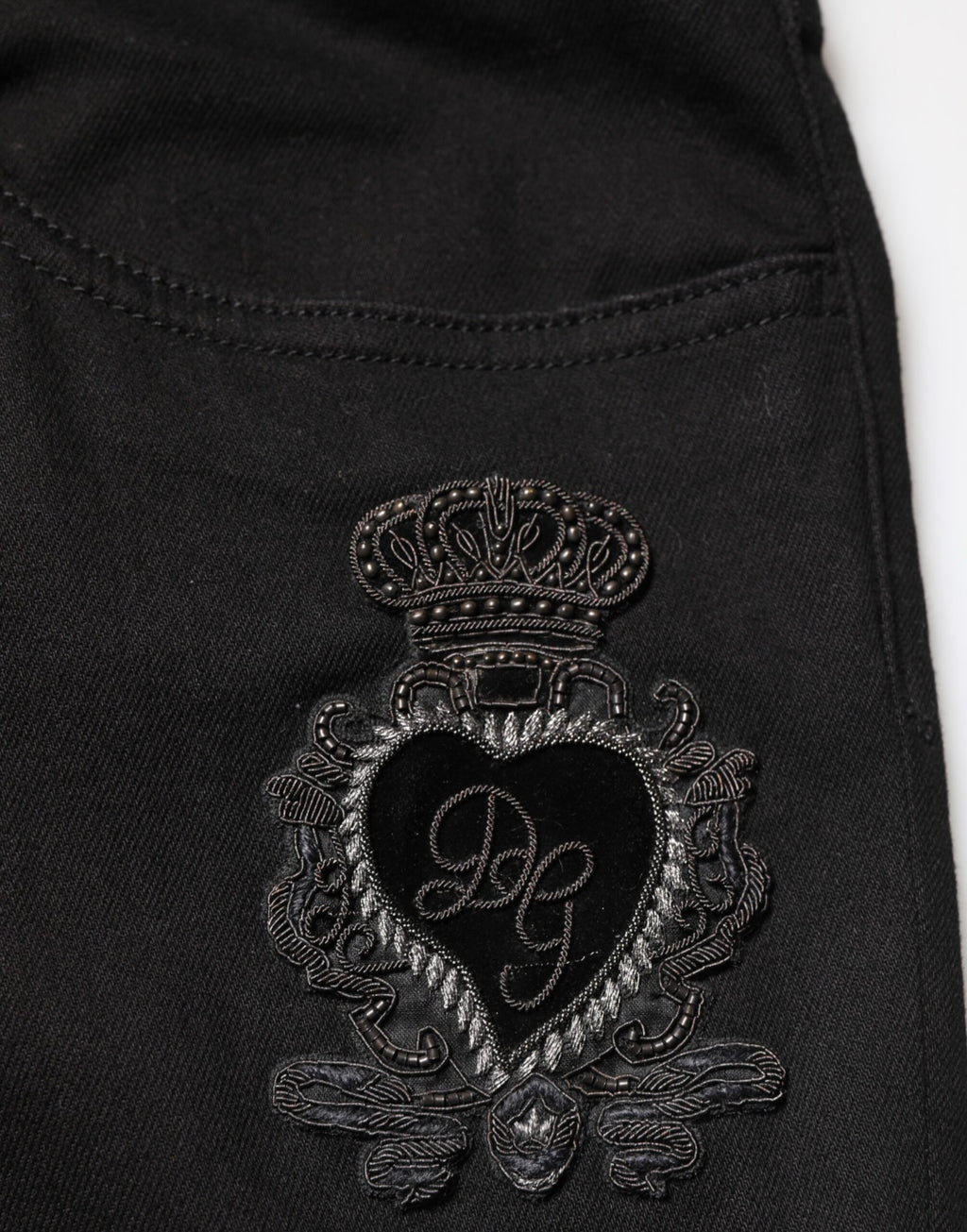 Dolce & Gabbana Men's Black Holy Heart Skinny Jeans