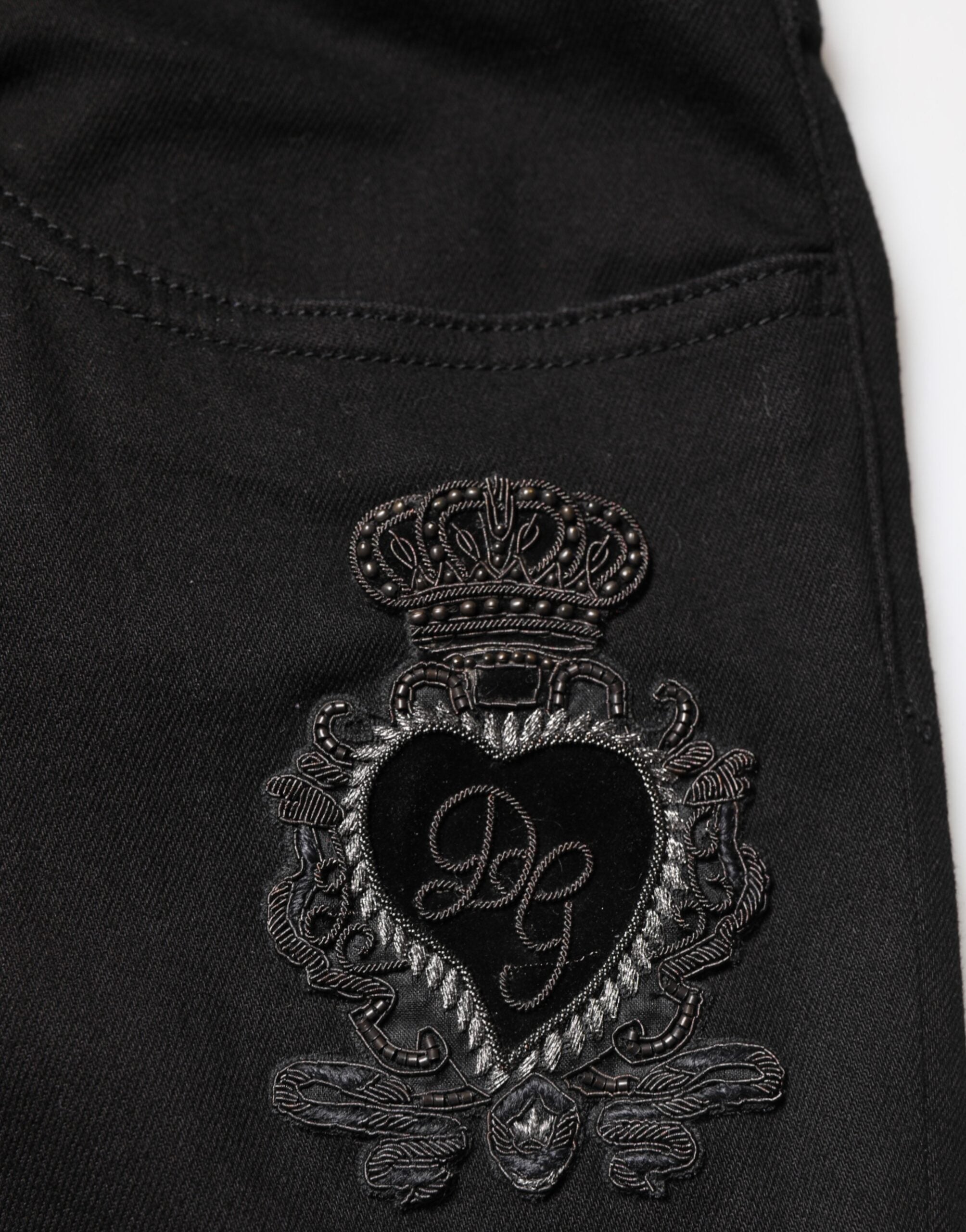 Dolce & Gabbana Men's Black Holy Heart Skinny Jeans
