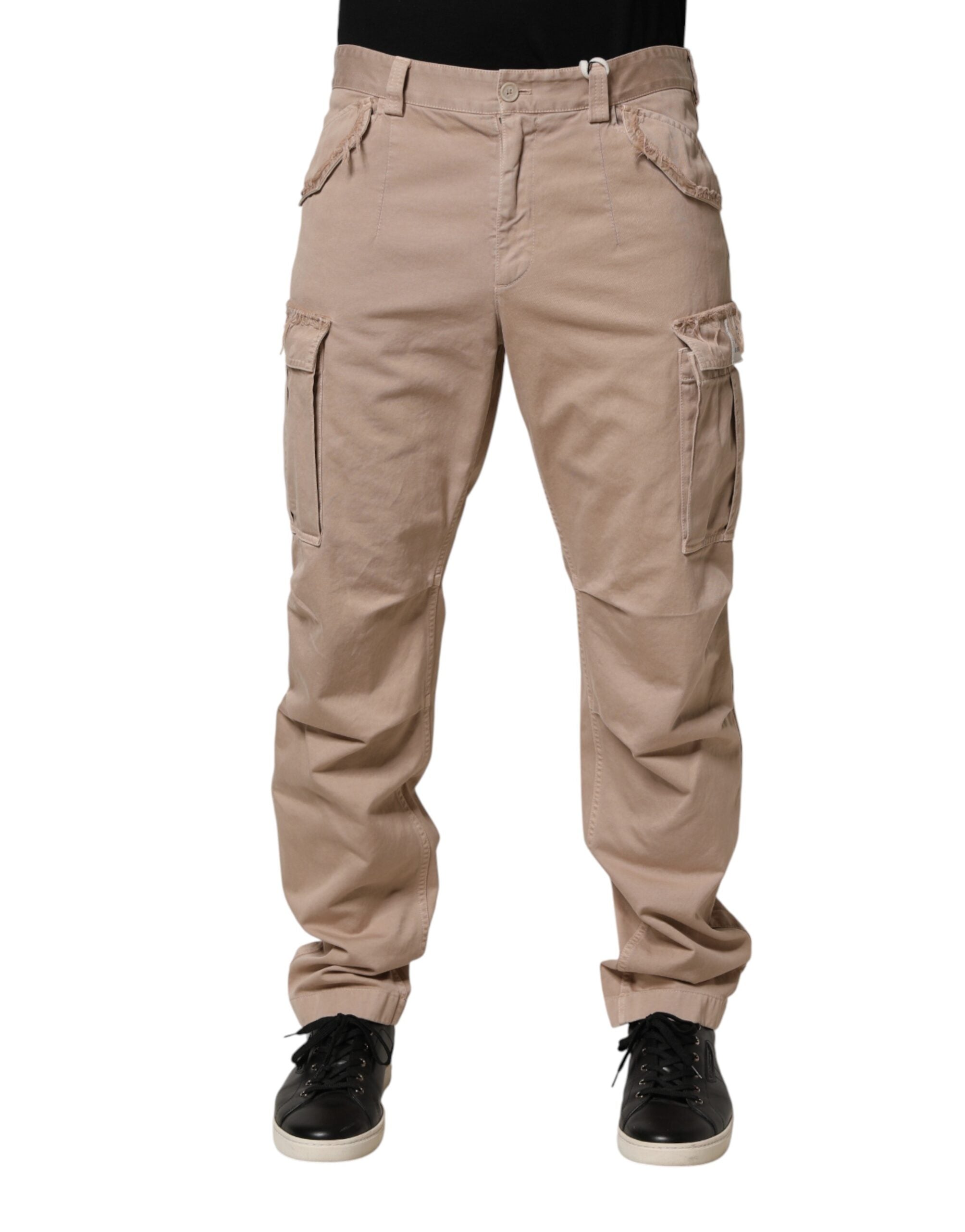 Dolce & Gabbana Herren Chino Hose in Beige mit geradem Bein und Cargotaschen