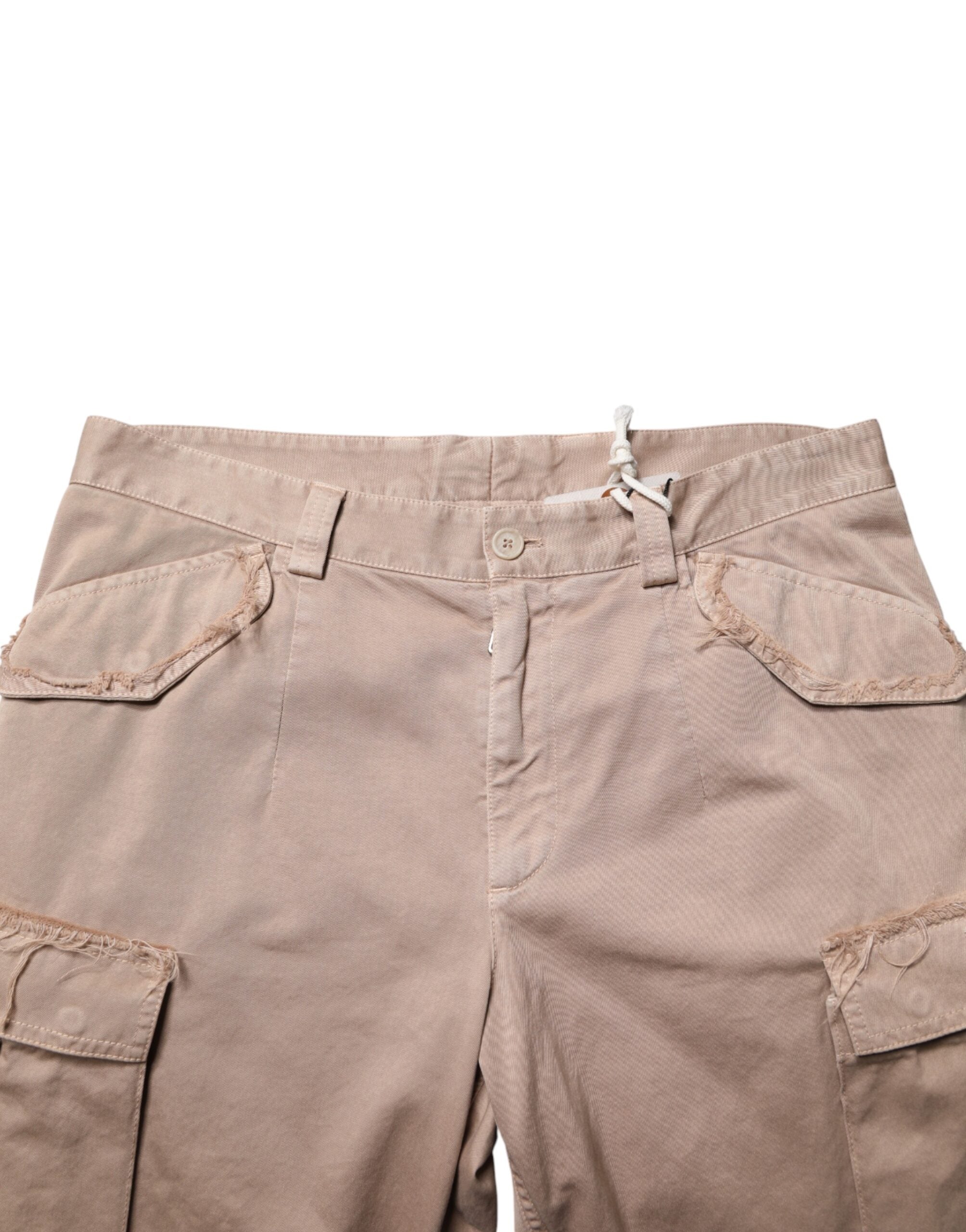 Dolce & Gabbana Herren Chino Hose in Beige mit geradem Bein und Cargotaschen