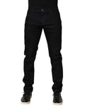 Dolce & Gabbana Men's Black Floral Cotton Skinny Jeans