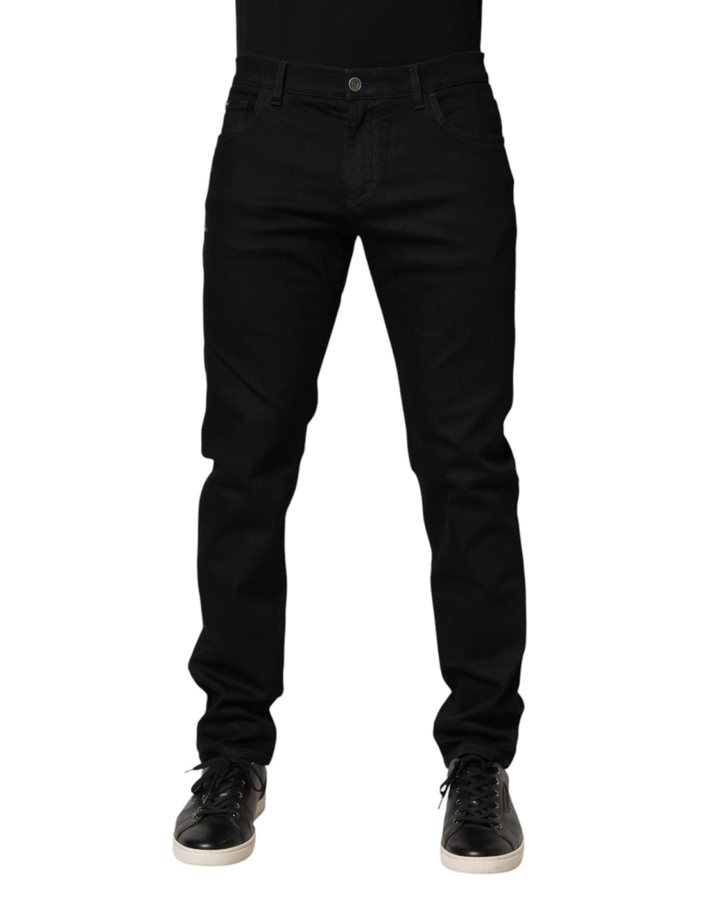 Dolce & Gabbana Men's Black Floral Cotton Skinny Jeans