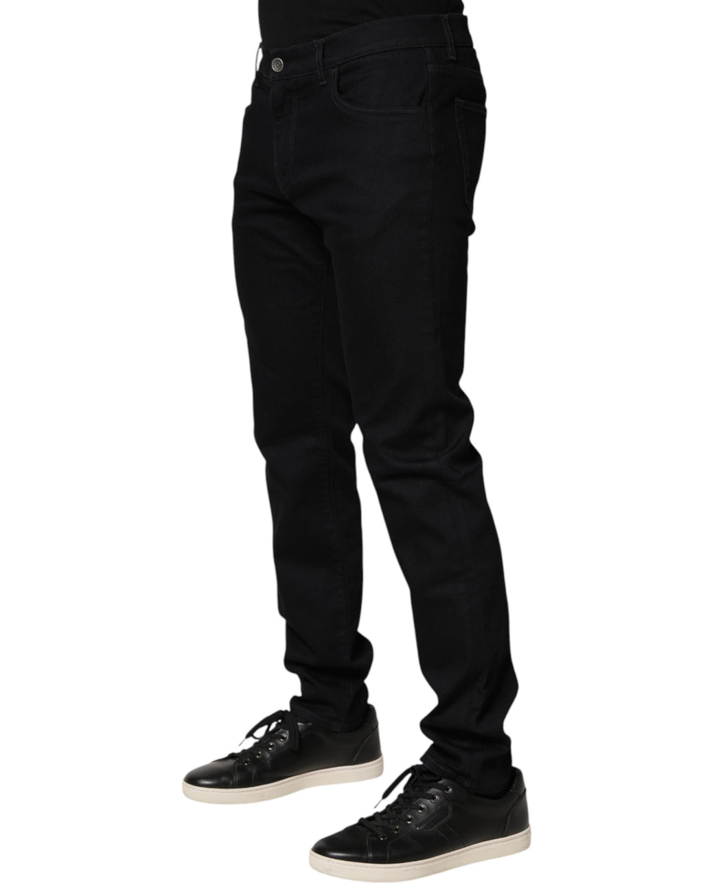 Dolce & Gabbana Men's Black Floral Cotton Skinny Jeans