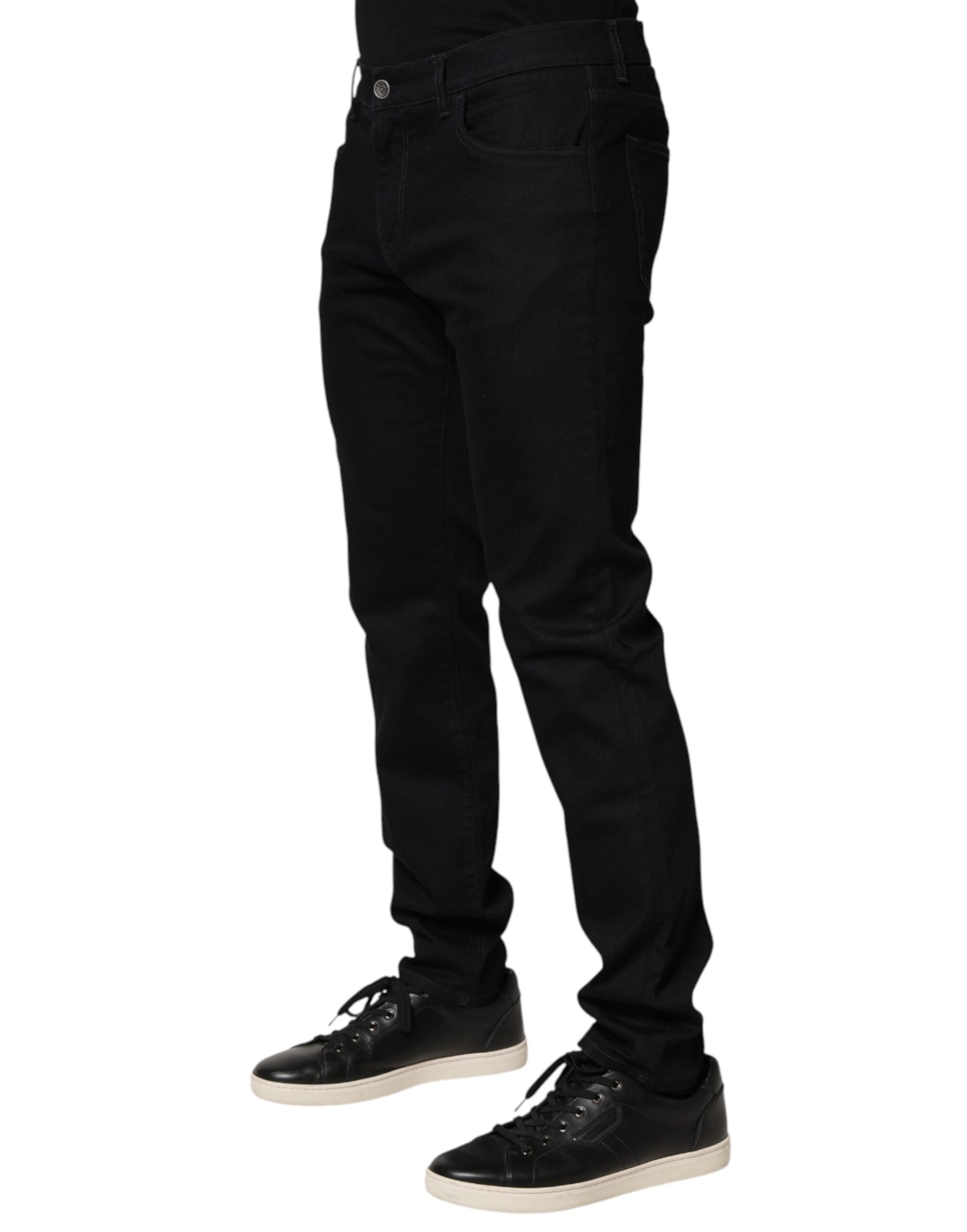 Dolce & Gabbana Men's Black Floral Cotton Skinny Jeans
