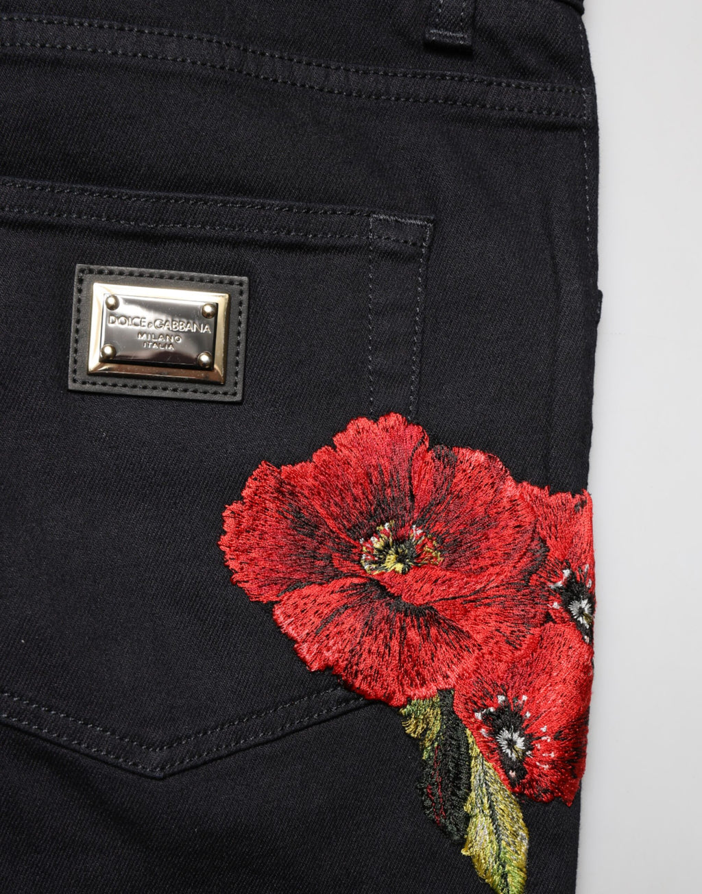 Dolce & Gabbana Men's Black Floral Cotton Skinny Jeans