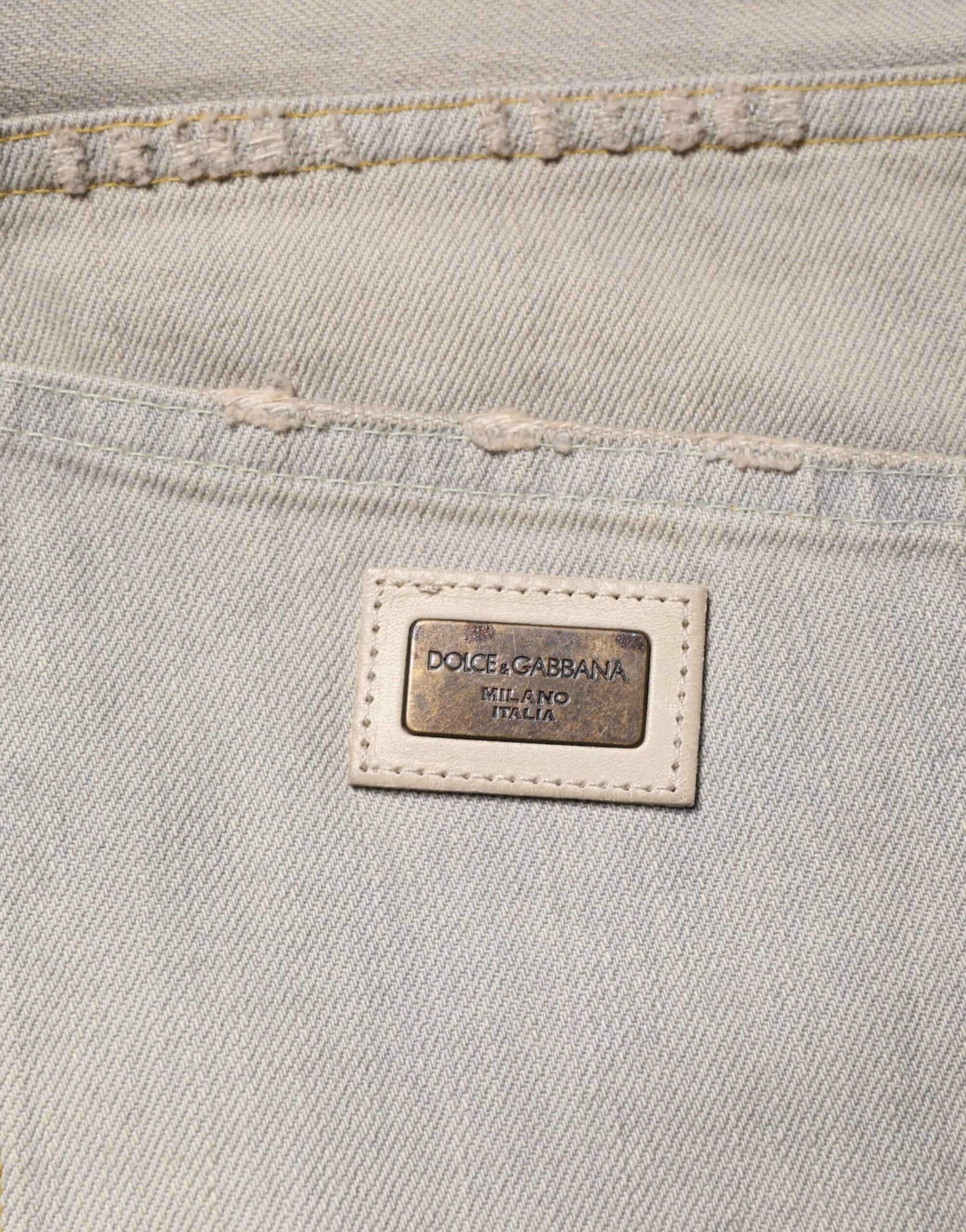 Dolce & Gabbana Light Grey Straight Cotton Denim Trousers