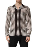 Dolce & Gabbana Men's White and Black Polka Dot Silk Shirt