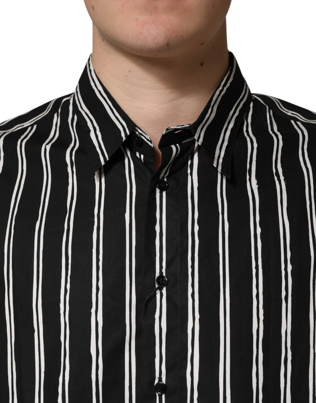 Dolce & Gabbana Men's Black Striped Cotton Formal Shirt