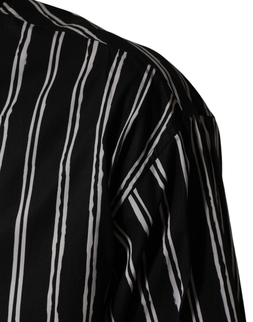 Dolce & Gabbana Schwarzes gestreiftes Baumwoll-Herrenhemd für formelle Anlässe