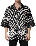 Dolce & Gabbana Oversize Hemdbluse mit Zebra-Muster und Knöpfen in Schwarz-Weiß