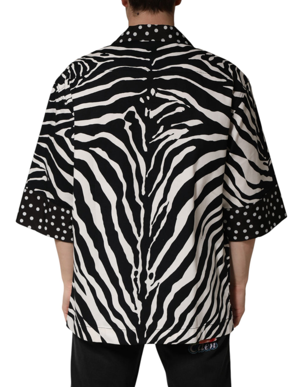 Dolce & Gabbana Oversize Hemdbluse mit Zebra-Muster und Knöpfen in Schwarz-Weiß