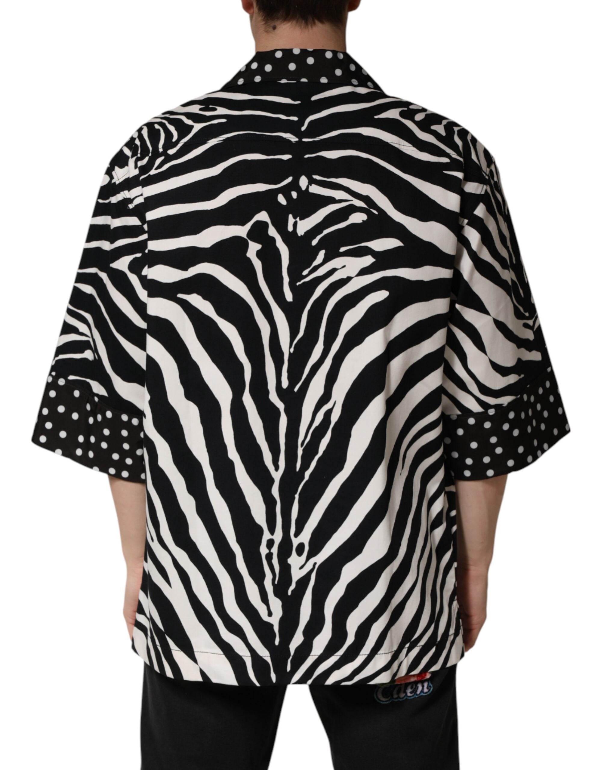 Dolce & Gabbana Oversize Hemdbluse mit Zebra-Muster und Knöpfen in Schwarz-Weiß