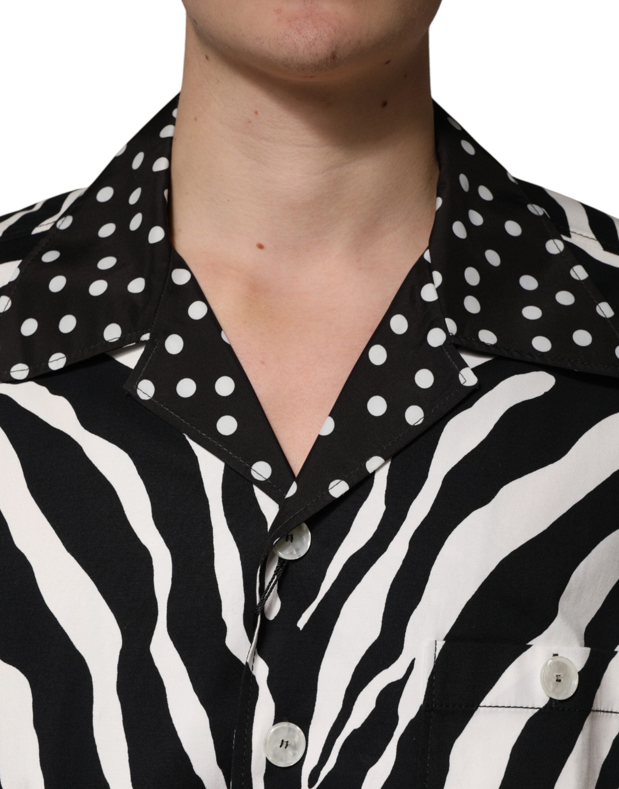 Dolce & Gabbana Oversize Hemdbluse mit Zebra-Muster und Knöpfen in Schwarz-Weiß