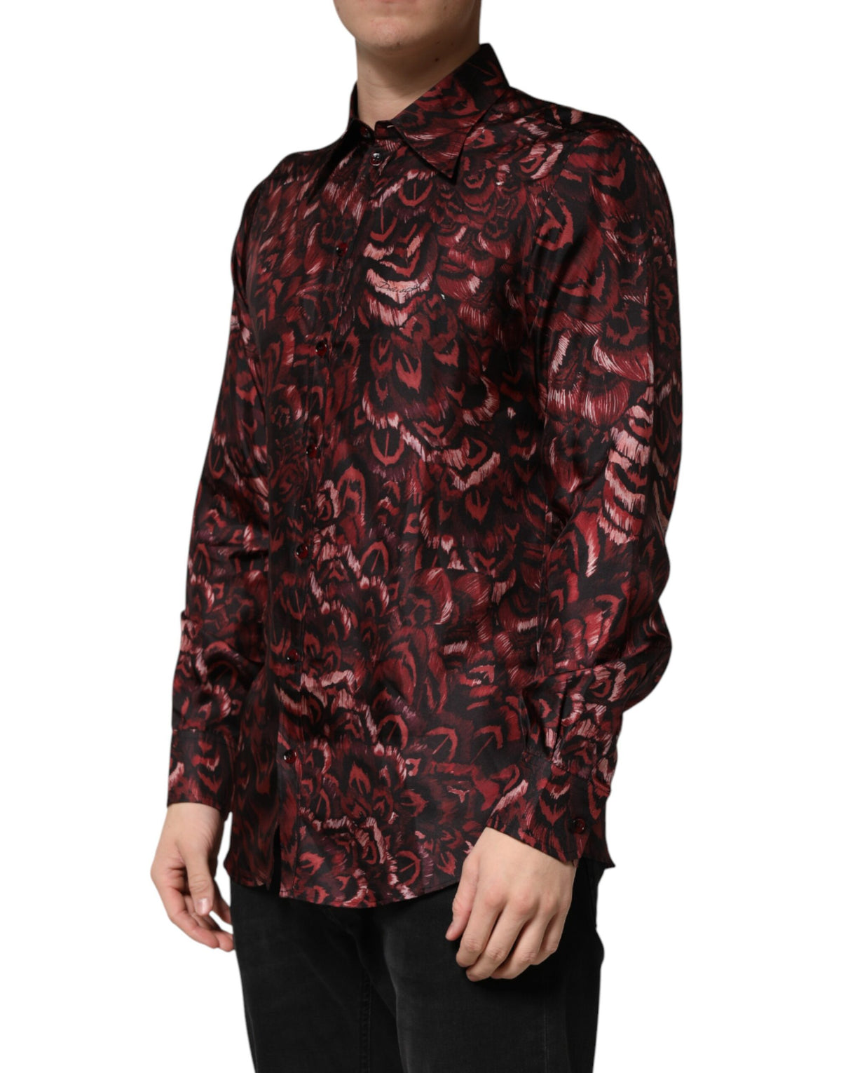 Dolce & Gabbana Herren-Hemd mit Bordeaux-Muster und Kragen