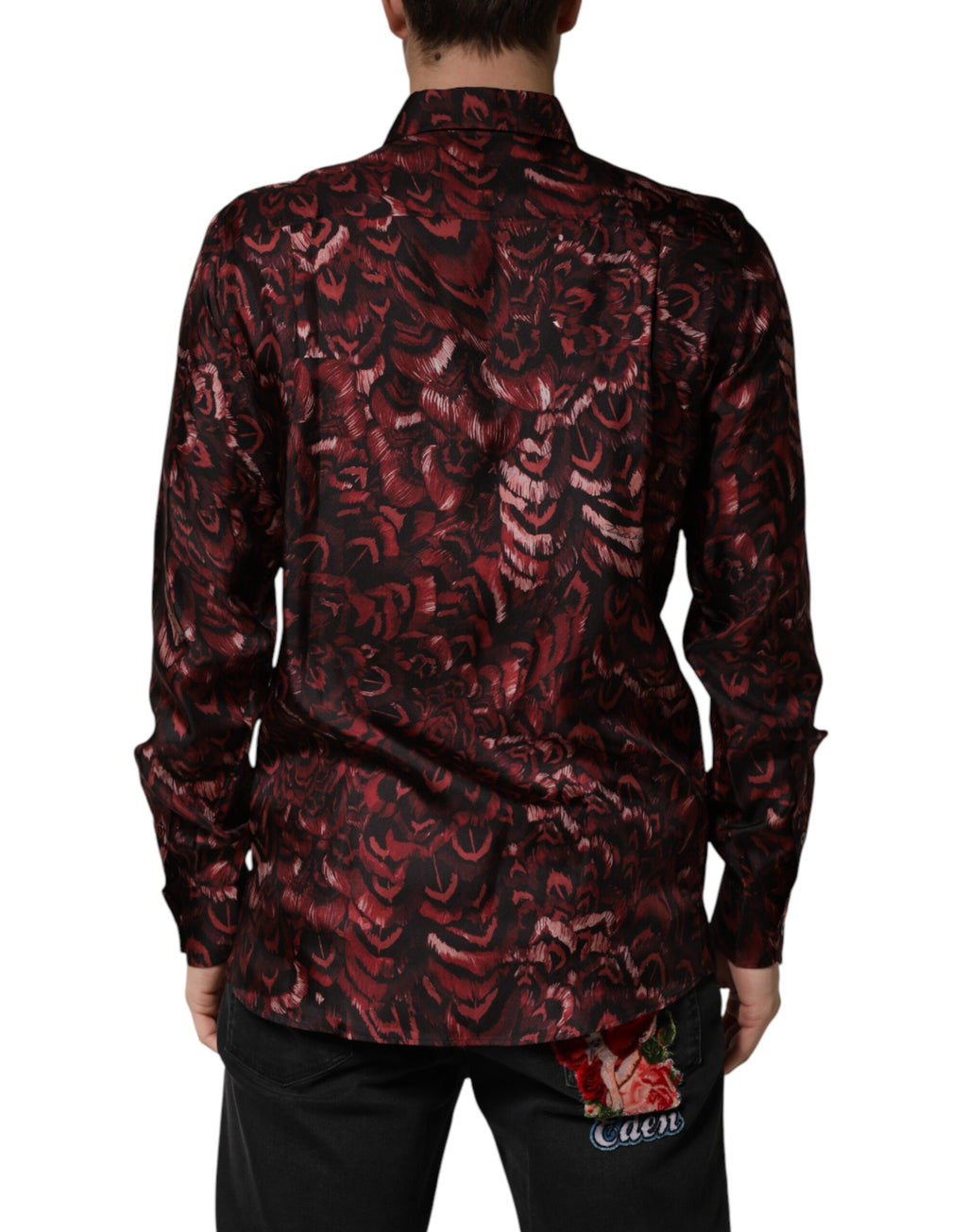Dolce & Gabbana Herren-Hemd mit Bordeaux-Muster und Kragen