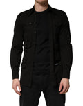 Dolce & Gabbana Schwarzes Baumwollhemd mit Kragen für Herren, Button-Down