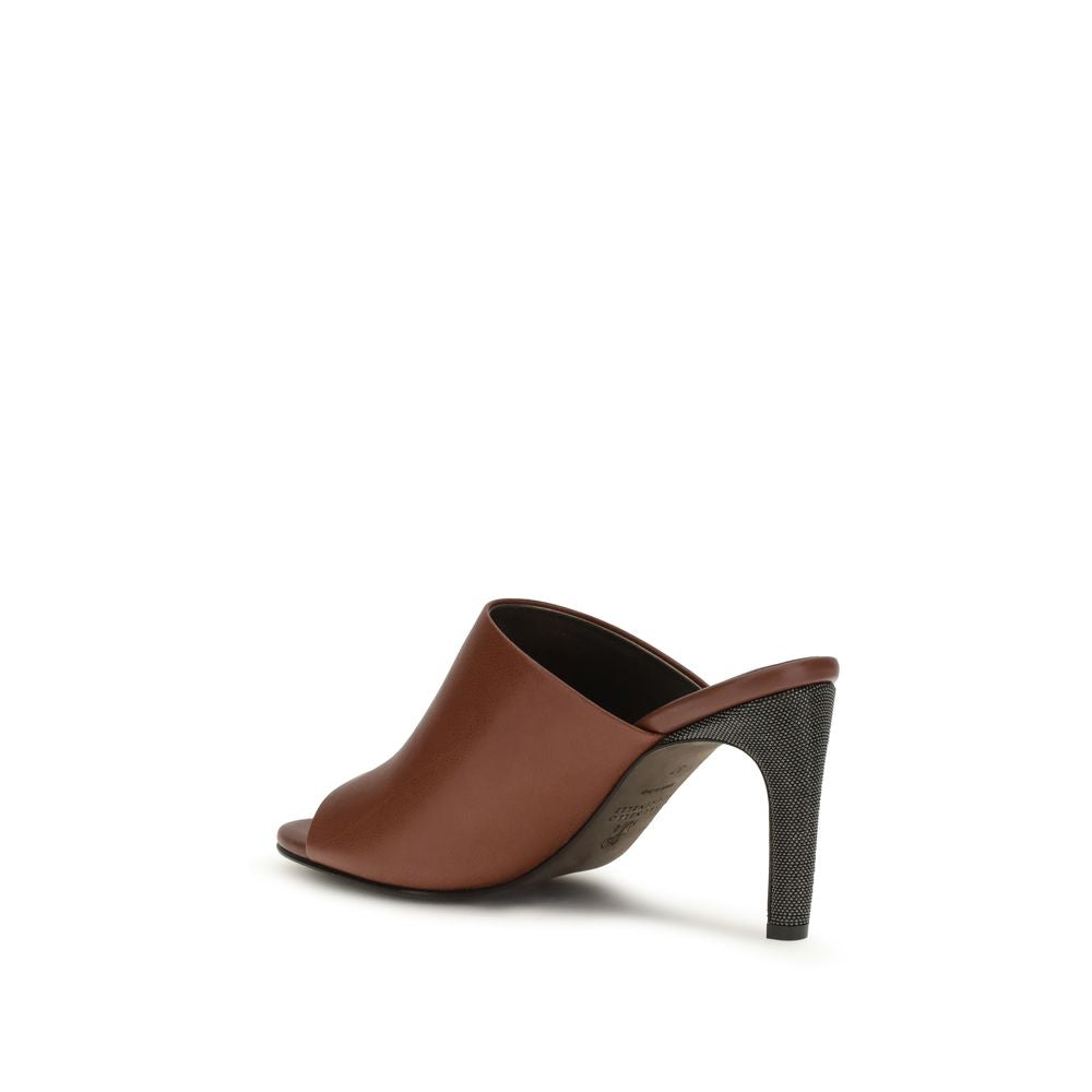 Brunello Cucinelli Brown Bos Taurus Calf Leather Sandals
