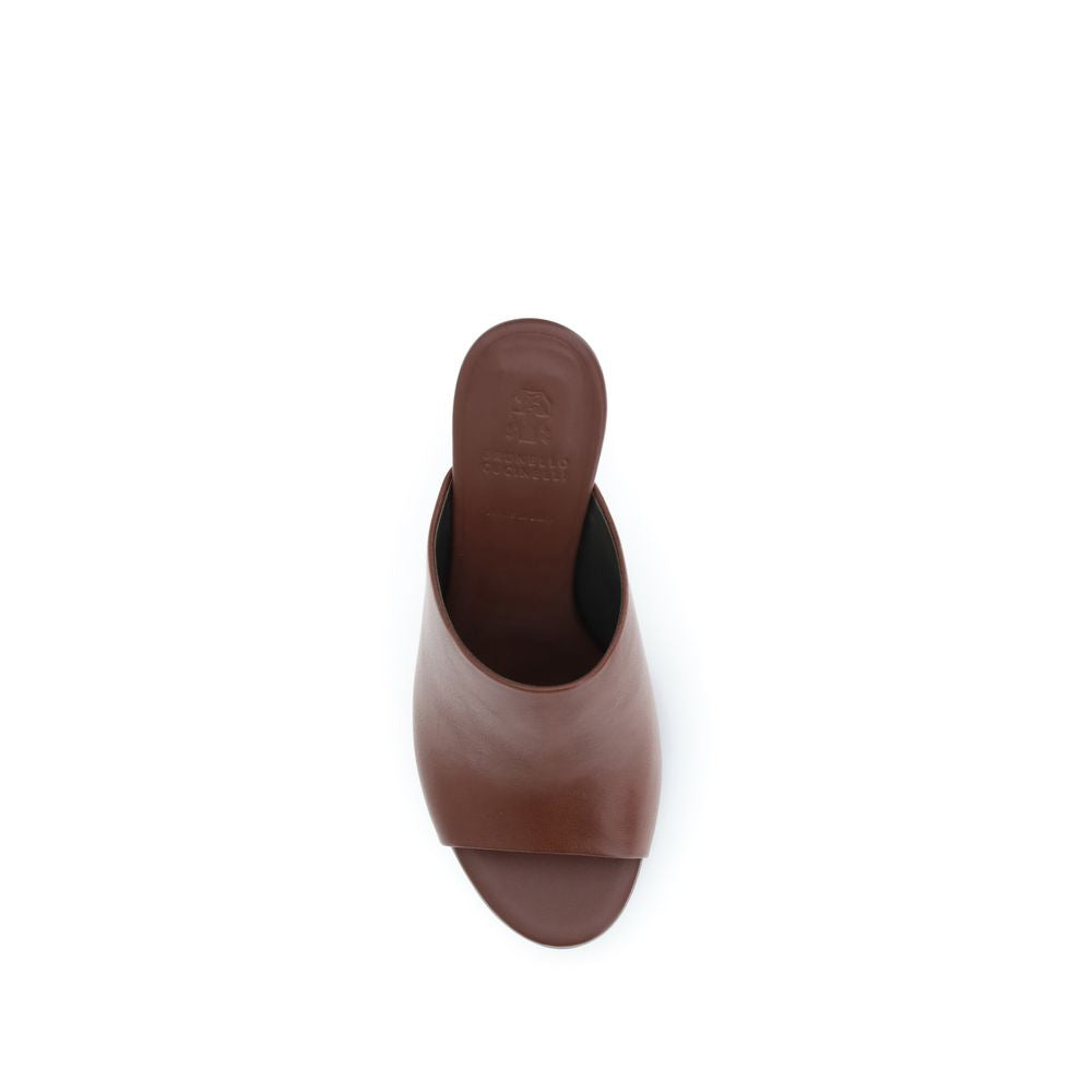 Brunello Cucinelli Brown Bos Taurus Calf Leather Sandals