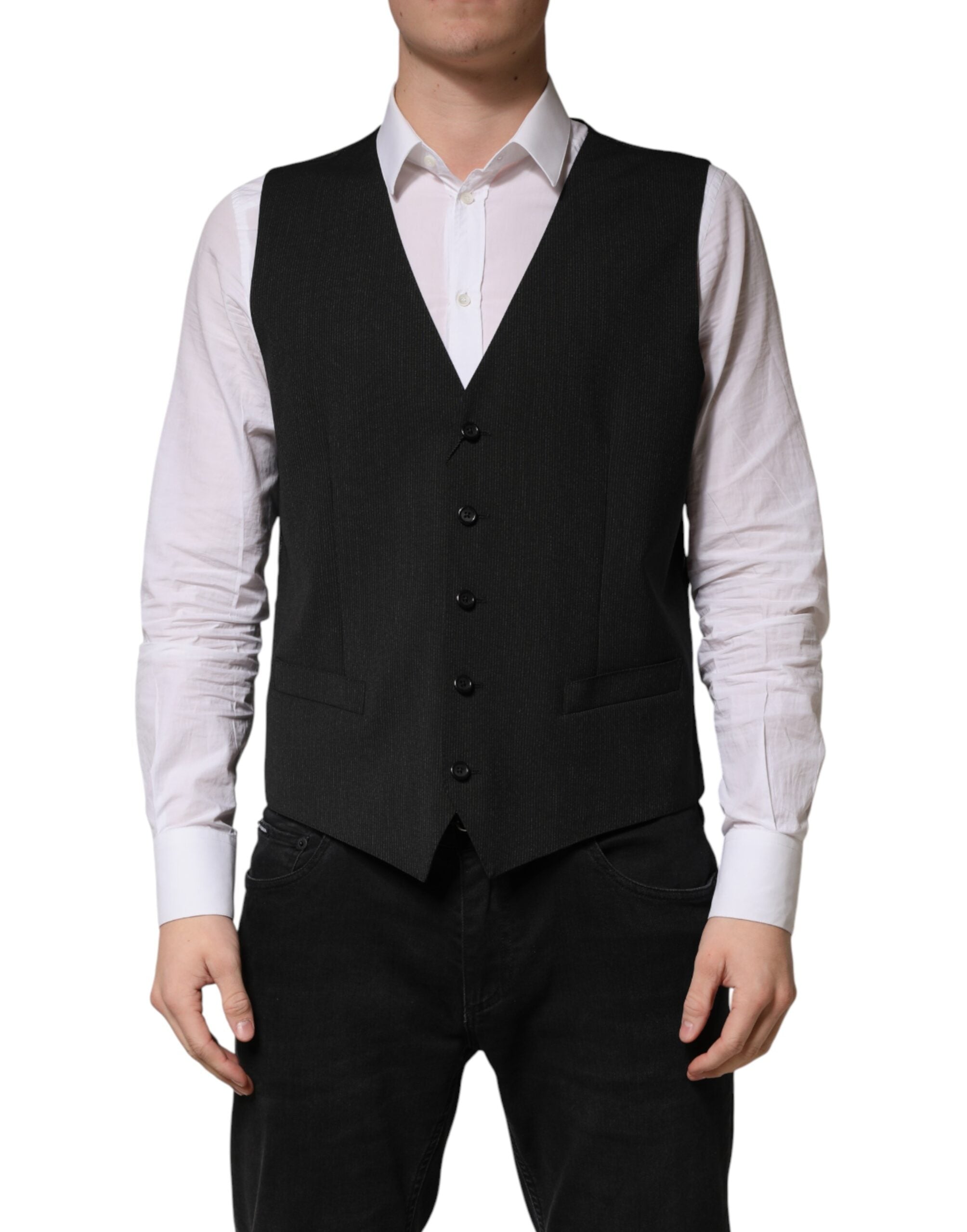 Dolce & Gabbana Schwarze Wollweste für Herren - Formeller Schnitt