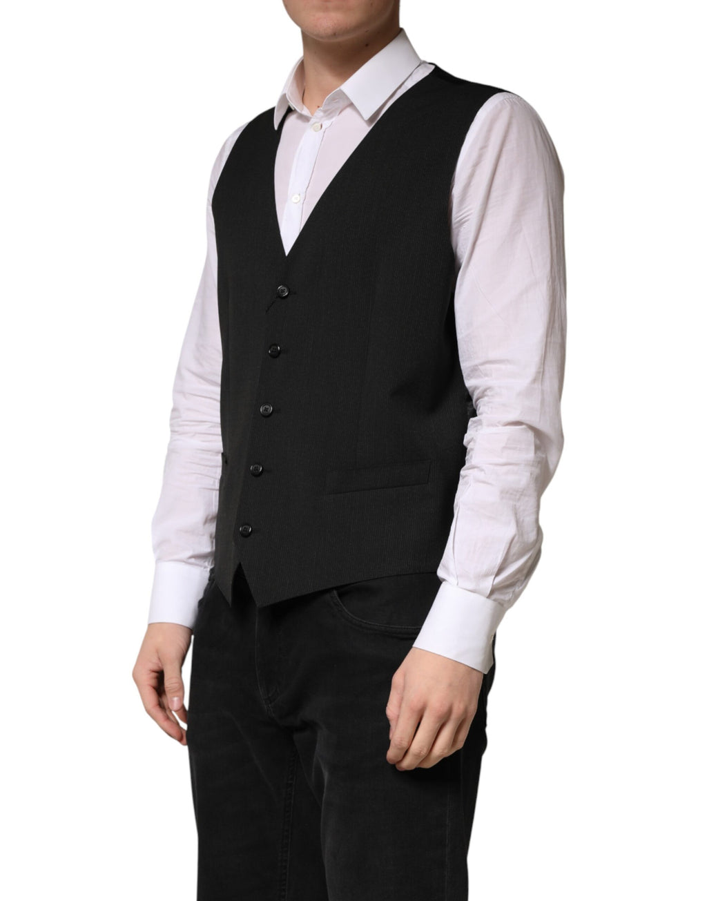 Dolce & Gabbana Men's Black Wool Waistcoat - Formal Cut