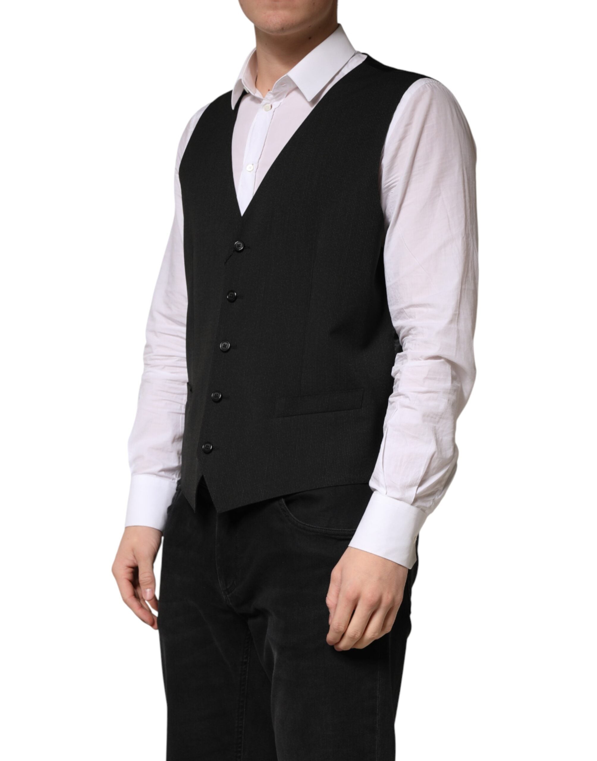 Dolce & Gabbana Schwarze Wollweste für Herren - Formeller Schnitt